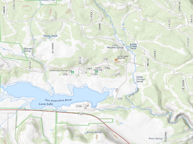USGS topographic map of Luna Lake Campground