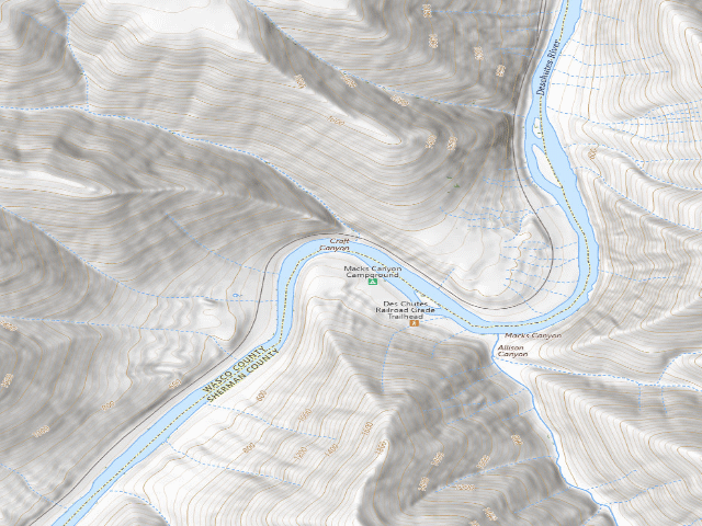 USGS topographic map of Macks Canyon Campground