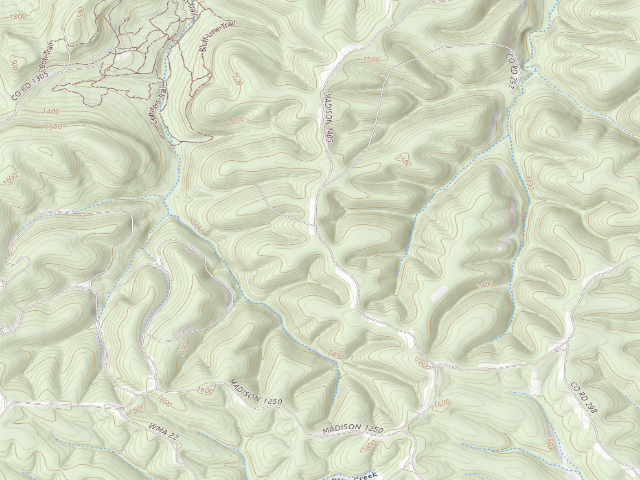 USGS topographic map of Madison County Camping Area #16
