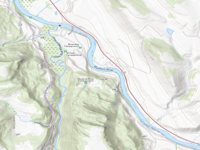 USGS topographic map of Madison River Campground