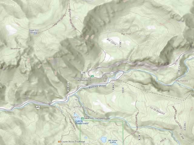 USGS topographic map of Mahogany Cove Rec Site