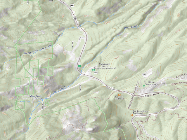 USGS topographic map of Mahogany Grove Group Campground