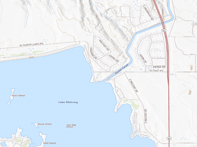USGS topographic map of Maloney Reservoir SRA
