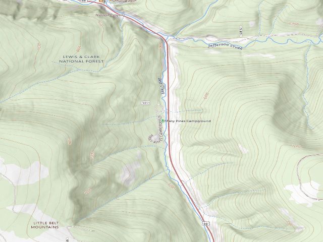 USGS topographic map of Many Pines Campground