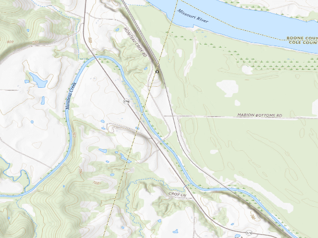 USGS topographic map of Marion Bottoms Conservation Area