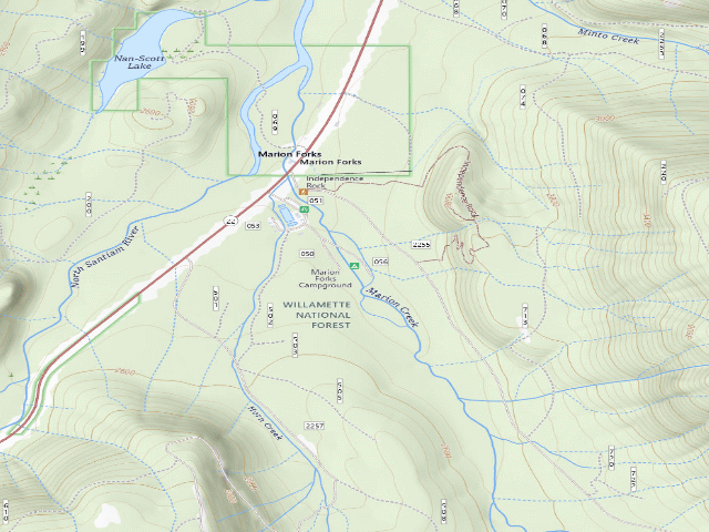 USGS topographic map of Marion Forks