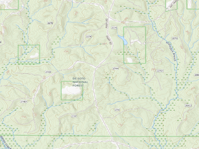 USGS topographic map of Mason Creek WMA camp site 1