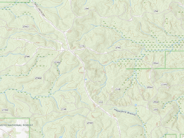 USGS topographic map of Mason Creek WMA camp site 2
