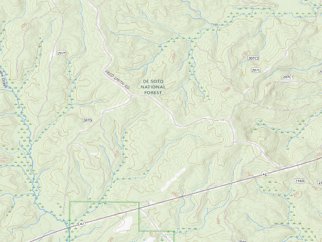 USGS topographic map of Mason Creek WMA camp site 3