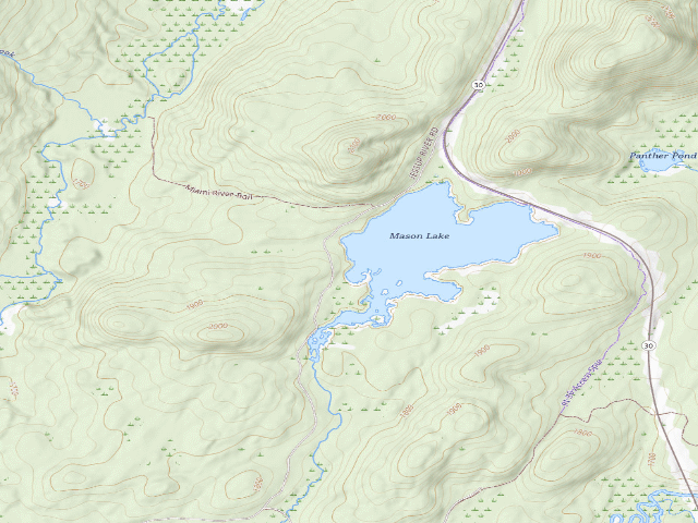 USGS topographic map of Mason Lake 2 (Jessup River Wild Forest)