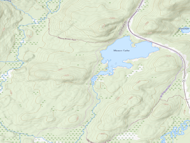 USGS topographic map of Mason Lake 3 (Jessup River Wild Forest)