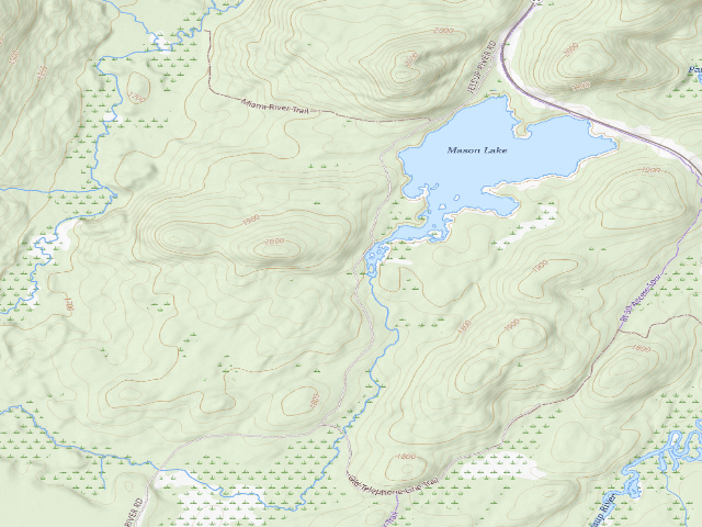 USGS topographic map of Mason Lake 4 (Jessup River Wild Forest)