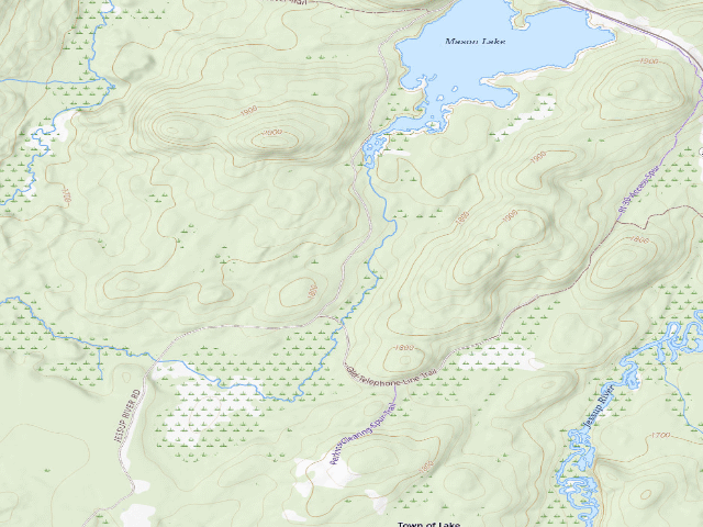 USGS topographic map of Mason Lake 5 (Jessup River Wild Forest)