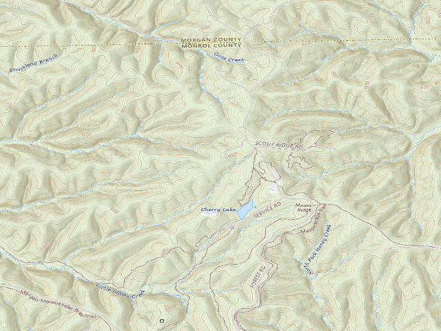 USGS topographic map of Mason Ridge Campground (Morgan-Monroe State Forest)