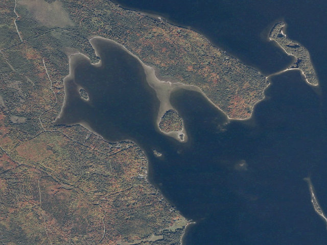 Aerial image of Masterman Island (Moosehead Lake Shoreline Public Land)