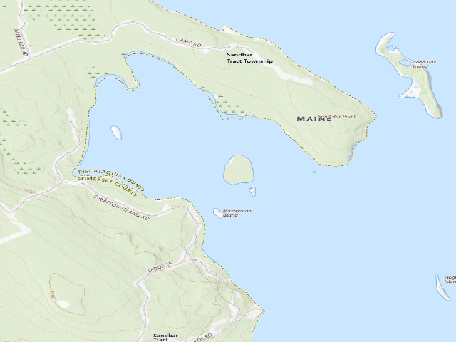 USGS topographic map of Masterman Island (Moosehead Lake Shoreline Public Land)