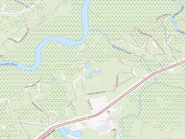 USGS topographic map of Mattaponi Ponds Camping Area (Pocomoke State Forest)