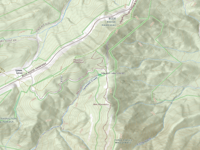 USGS topographic map of Maupin Field A.T. Shelter