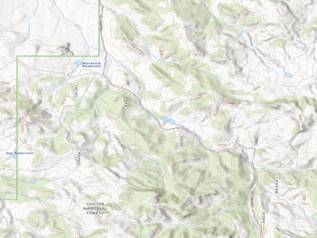 USGS topographic map of Maverick Gulch -Pond