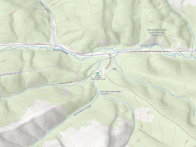 USGS topographic map of May Creek Campground