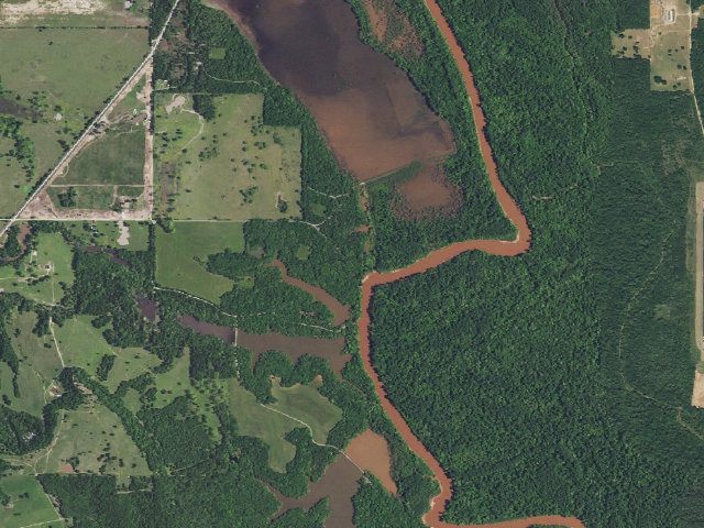 Aerial image of Mcadams River camping (Tishomingo WMU)