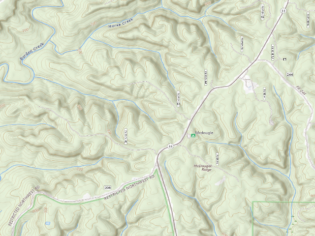 USGS topographic map of McDougle Camp