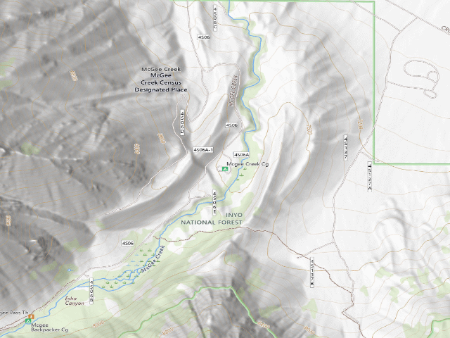 USGS topographic map of Mcgee Creek Cg