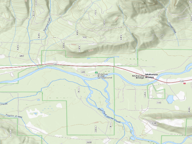 USGS topographic map of McKenzie Bridge Campground