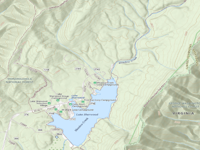 USGS topographic map of Meadow Creek Loop Campground