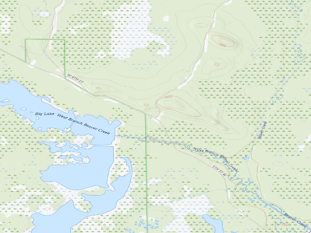 USGS topographic map of Meadow Valley Wildlife Area – Designated Primitive Camp Site (OSM "MVWA 9")