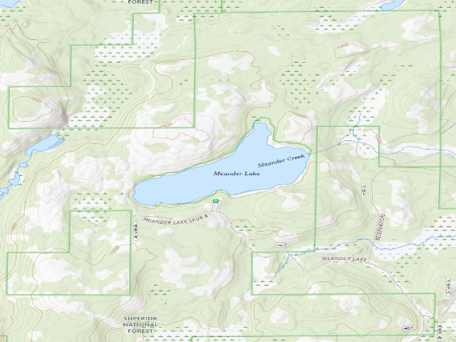 USGS topographic map of Meander Lake