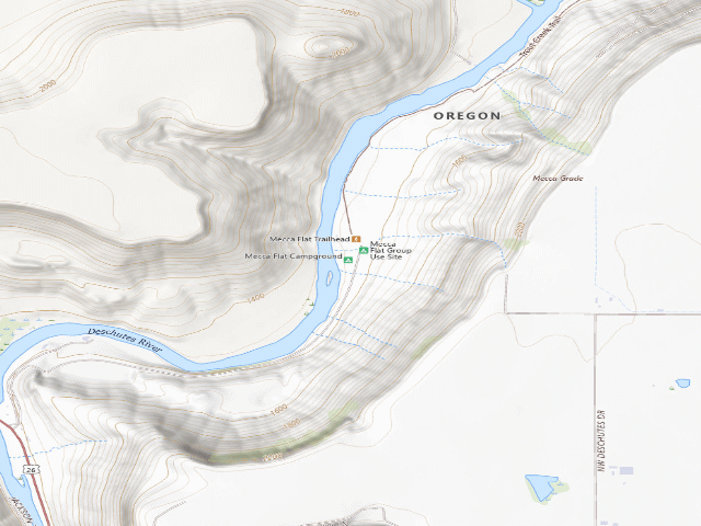 USGS topographic map of Mecca Flat Campground