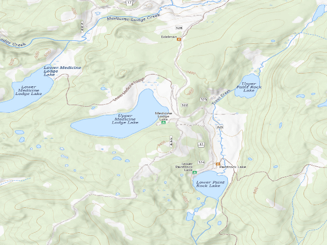 USGS topographic map of Medicine Lodge Lake