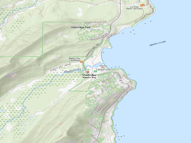 USGS topographic map of Meeks Bay Campground