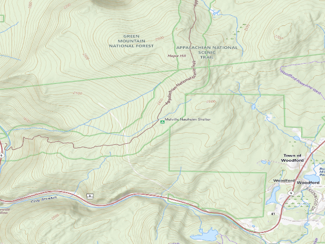USGS topographic map of Melville Nauheim Shelter