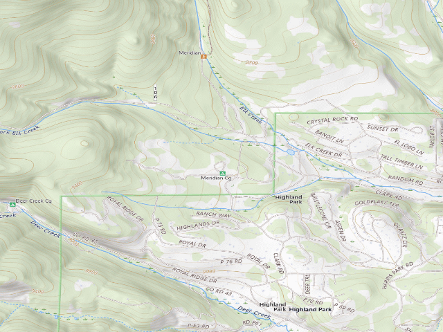 USGS topographic map of Meridian Campground