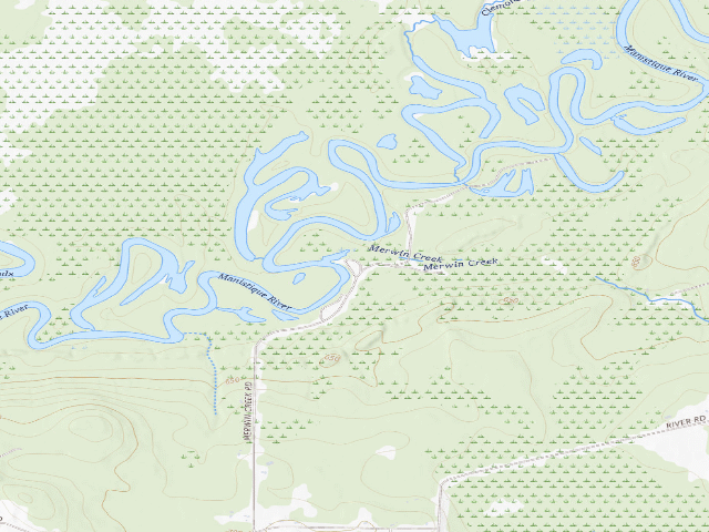 USGS topographic map of Merwin Creek State Forest Campground