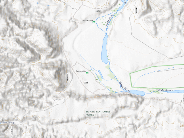 USGS topographic map of Mesquite Dispersed Camping
