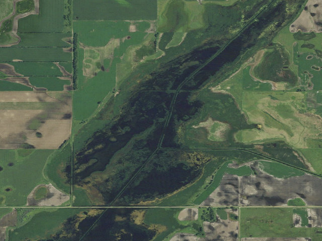 Aerial image of Meszaros Slough WMA (Sargent County)