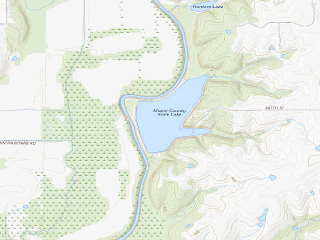 USGS topographic map of Miami State Fishing Lake