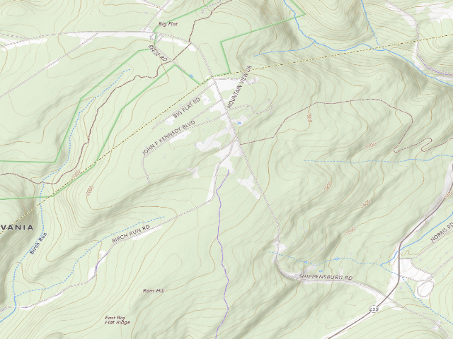 USGS topographic map of Michaux State Forest roadside campsite 001H (Big Flat Parking Area)