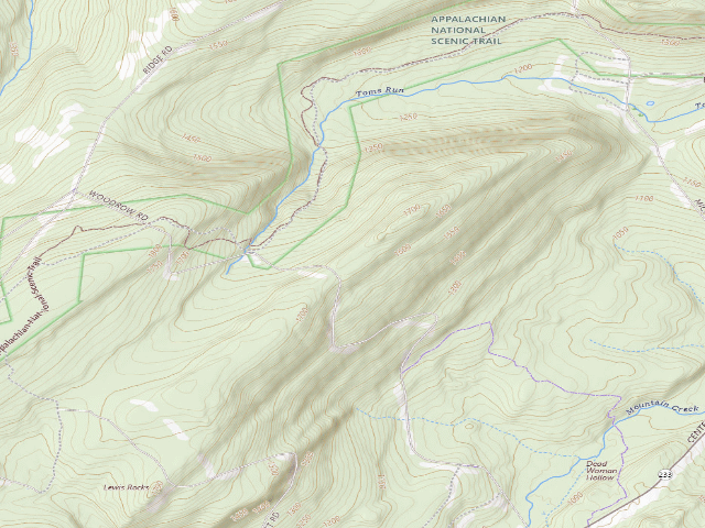 USGS topographic map of Michaux State Forest roadside campsite 004 Birch Tree Ridge