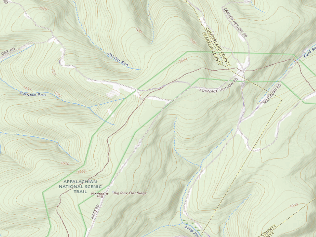 USGS topographic map of Michaux State Forest roadside campsite 009 Haunted Hollow