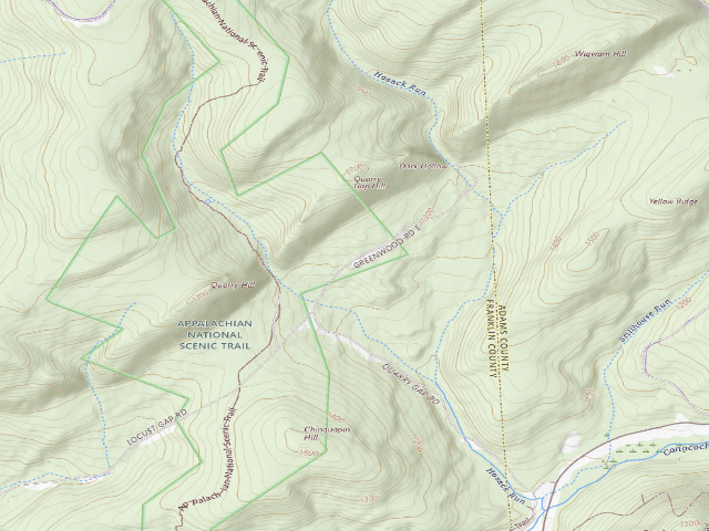 USGS topographic map of Michaux State Forest roadside campsite 012 Honnas Bank