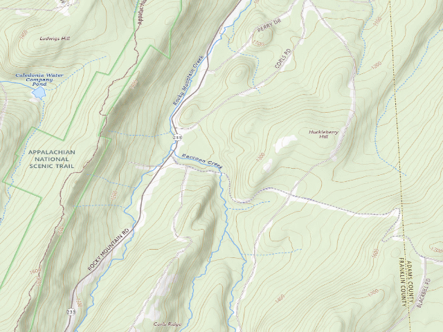 USGS topographic map of Michaux State Forest roadside campsite 015 Raccoon Run