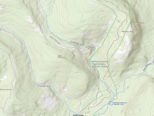 USGS topographic map of Michaux State Forest roadside campsite 020 Briar Mountain