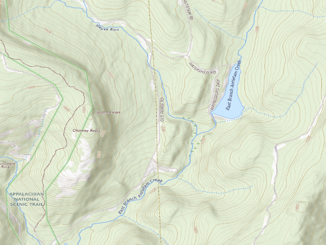 USGS topographic map of Michaux State Forest roadside campsite 022A