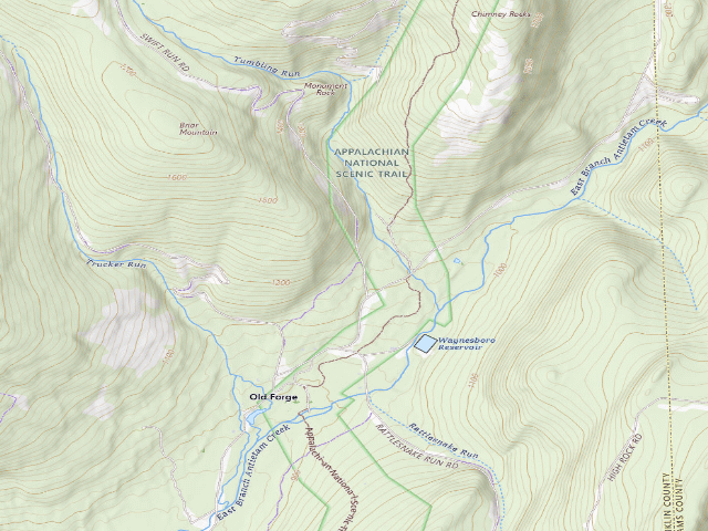 USGS topographic map of Michaux State Forest roadside campsite 024 Swift Run