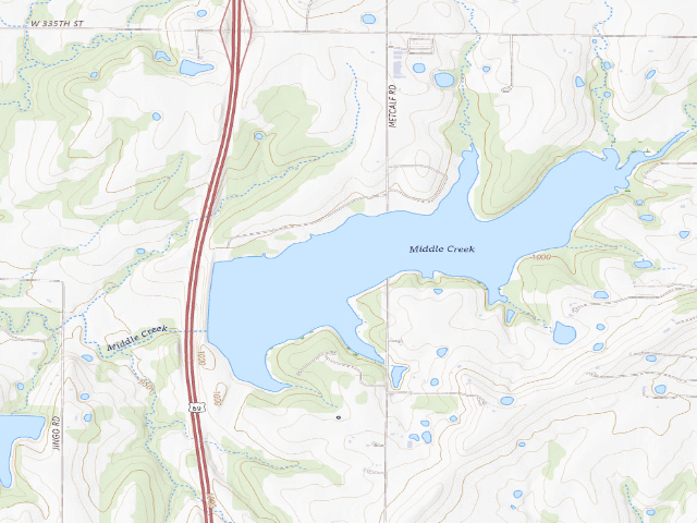 USGS topographic map of Middle Creek State Fishing Lake