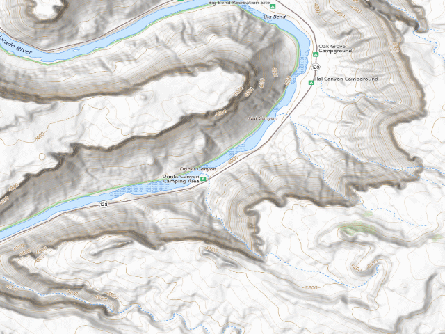 USGS topographic map of Middle Drinks Canyon Campground